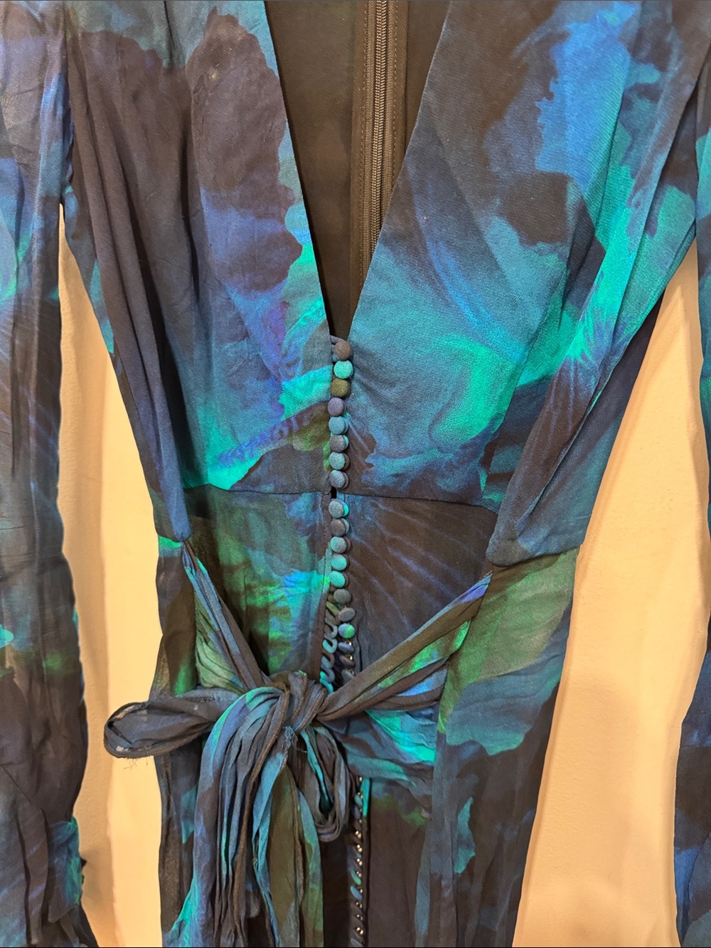 Rat & Boa Teal and Navy Plunge Tie-Front Maxi Dress - Picture 4 of 6